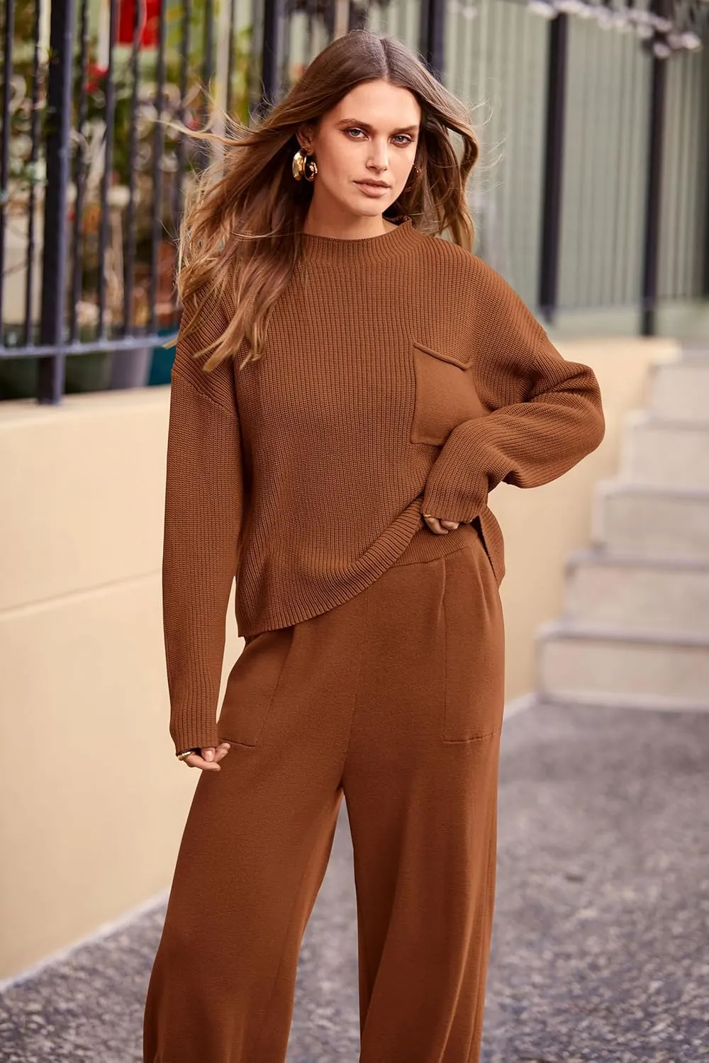 PRETTYGARDEN Women's Winter 2 Piece Sweater Set Casual Pullover Top High Waisted Sweatpants Tracksuit Lounge Outfits