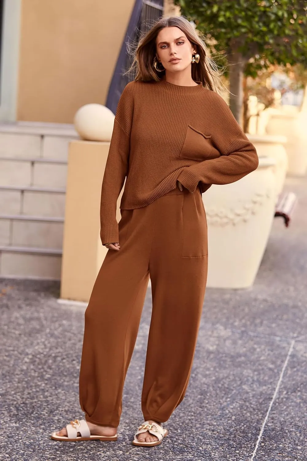 PRETTYGARDEN Women's Winter 2 Piece Sweater Set Casual Pullover Top High Waisted Sweatpants Tracksuit Lounge Outfits