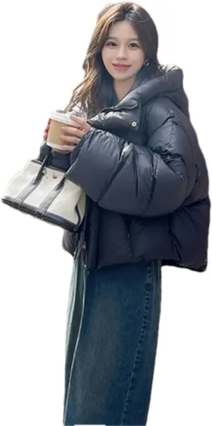 Pulcykp Women Winter Down Jacket Coat Hoodie Duck Warm Down Outwear Cotton-Padded Puffer Coat