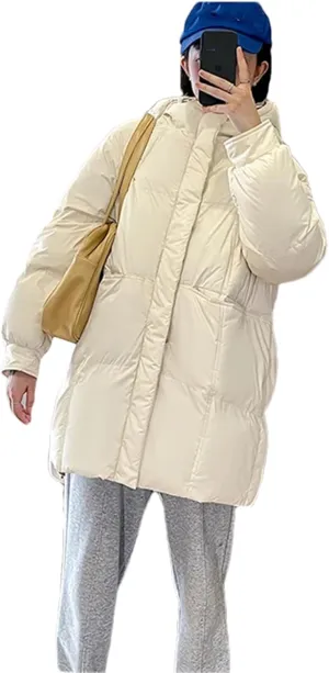 Pulcykp Women's Down Jackets Coat Winter Thickening Warm Bubble Long Puffer Cotton Padded Jacket