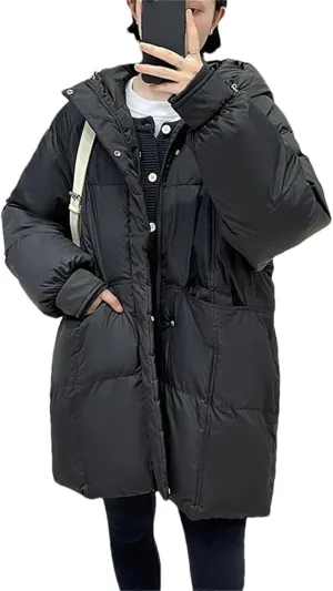 Pulcykp Women's Down Jackets Coat Winter Thickening Warm Bubble Long Puffer Cotton Padded Jacket