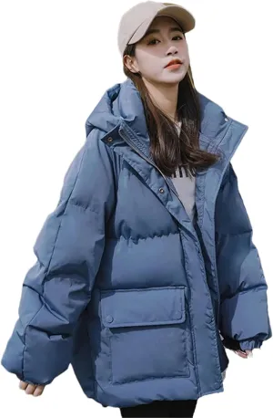 Pulcykp Women's Down Jackets Coat Winter Thickening Warm Bubble Short Puffer Cotton Padded Jacket Outwear