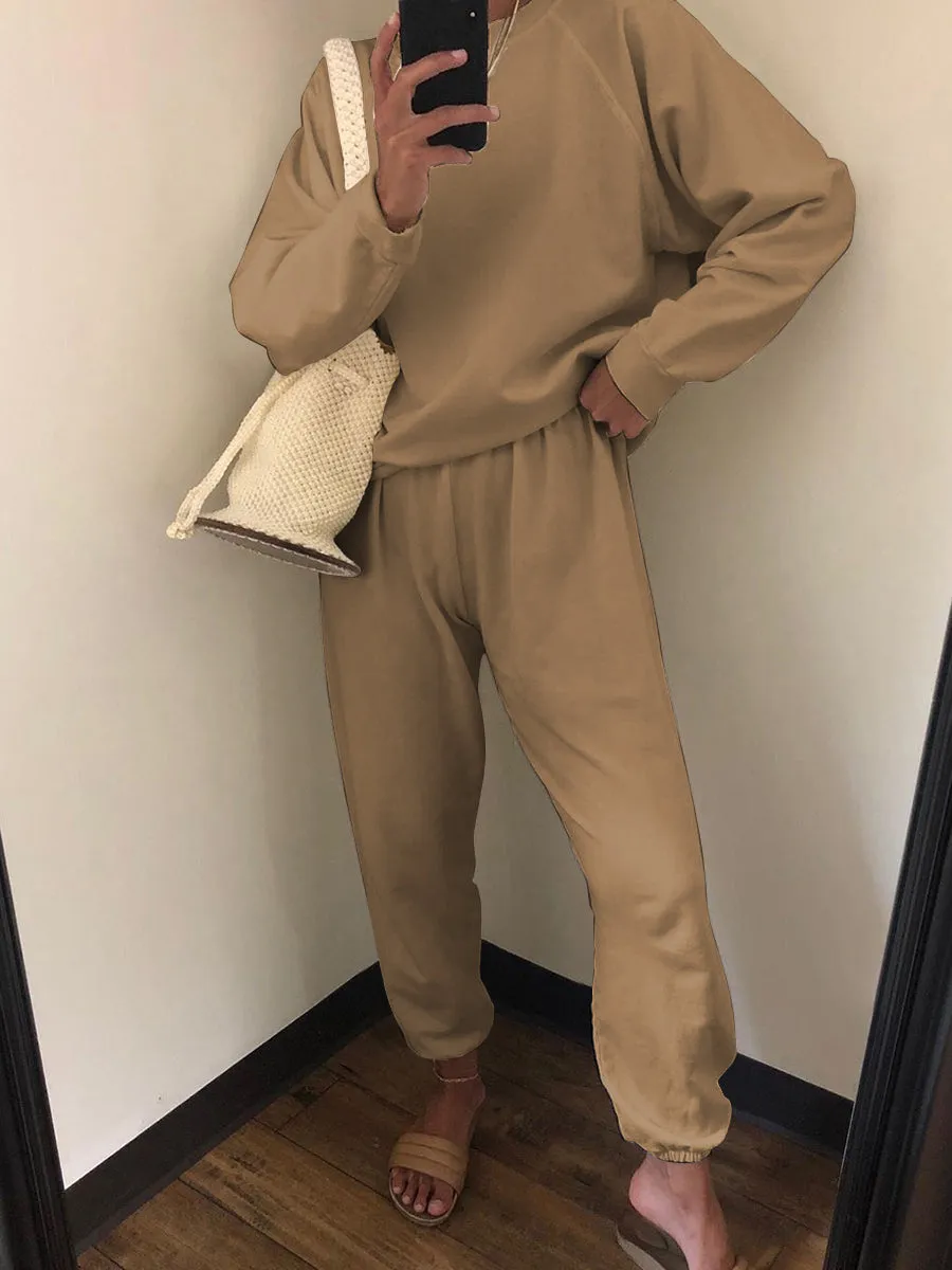 Pure Color Casual Long Sleeve Suit