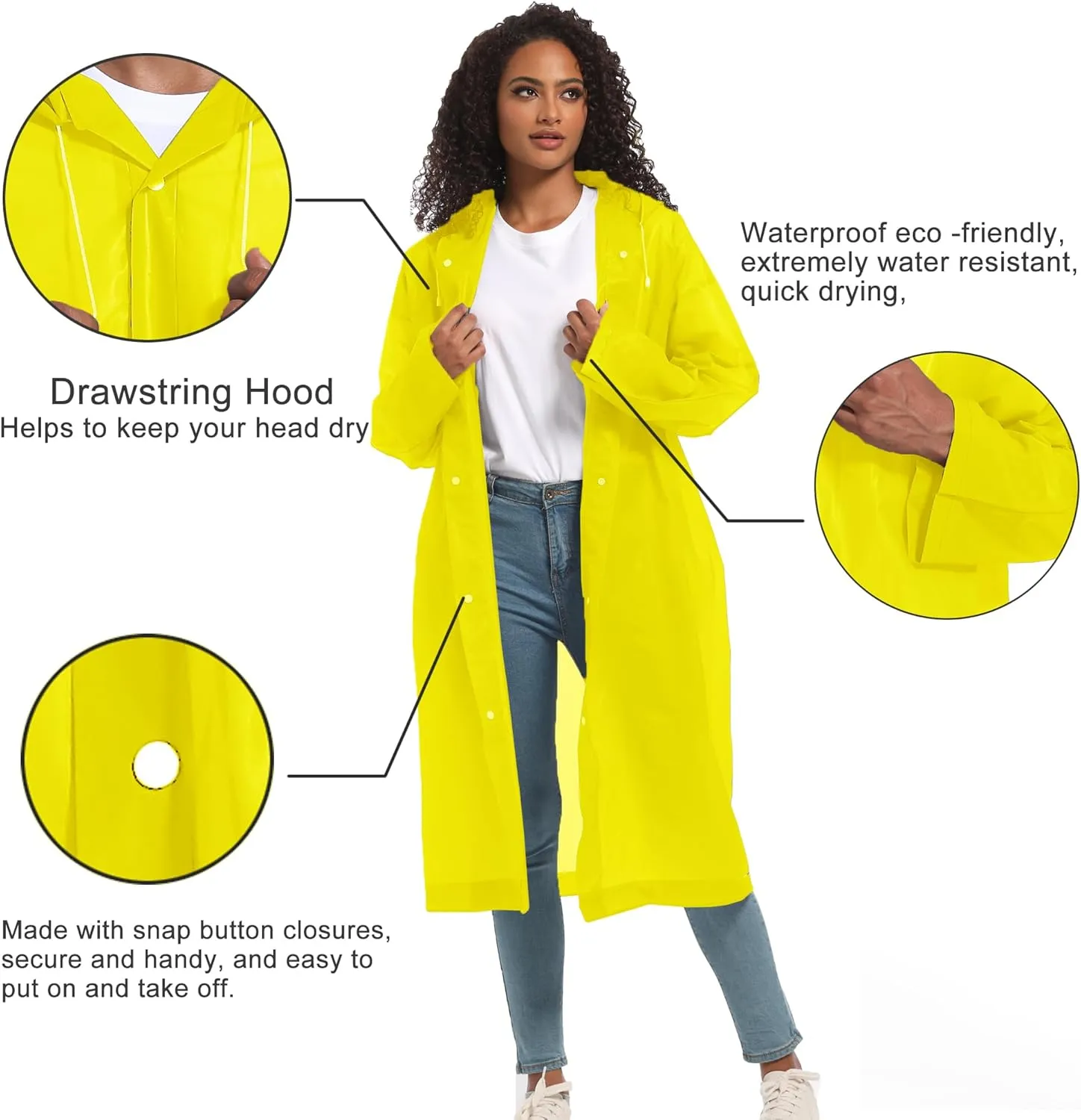 Rain Ponchos for Adults Raincoats (2 PACK) Reusable Rain Jackets Emergency Rain Ponchos with Hooded