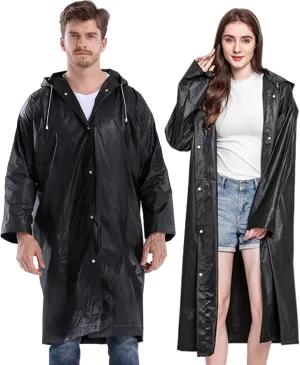 Rain Ponchos for Adults Reusable, 2 Pack Raincoat for Women Men, Waterproof Rain Coat Gear with Hood Drawstring