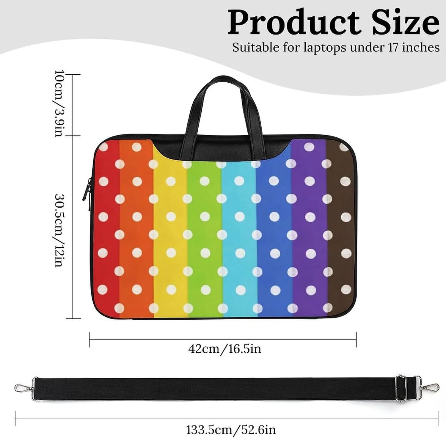 Rainbow Dots Leather Bag Laptop Case Slim Water Resistant Computer Bags with Handle Briefcase for Work