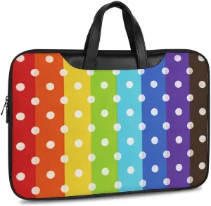 Rainbow Dots Leather Bag Laptop Case Slim Water Resistant Computer Bags with Handle Briefcase for Work