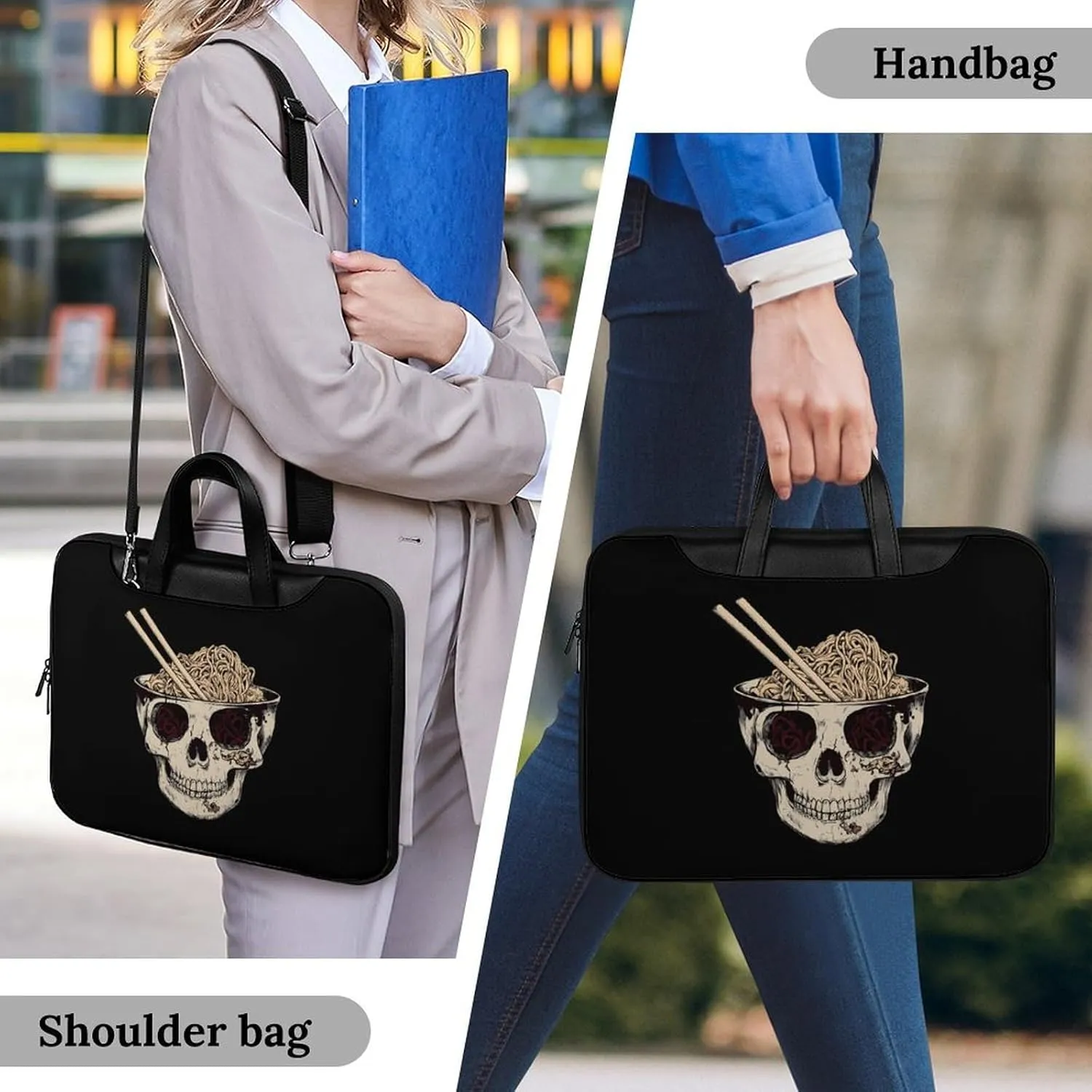 Ramen Brain Leather Bag Laptop Case Slim Water Resistant Computer Bags with Handle Briefcase for Work