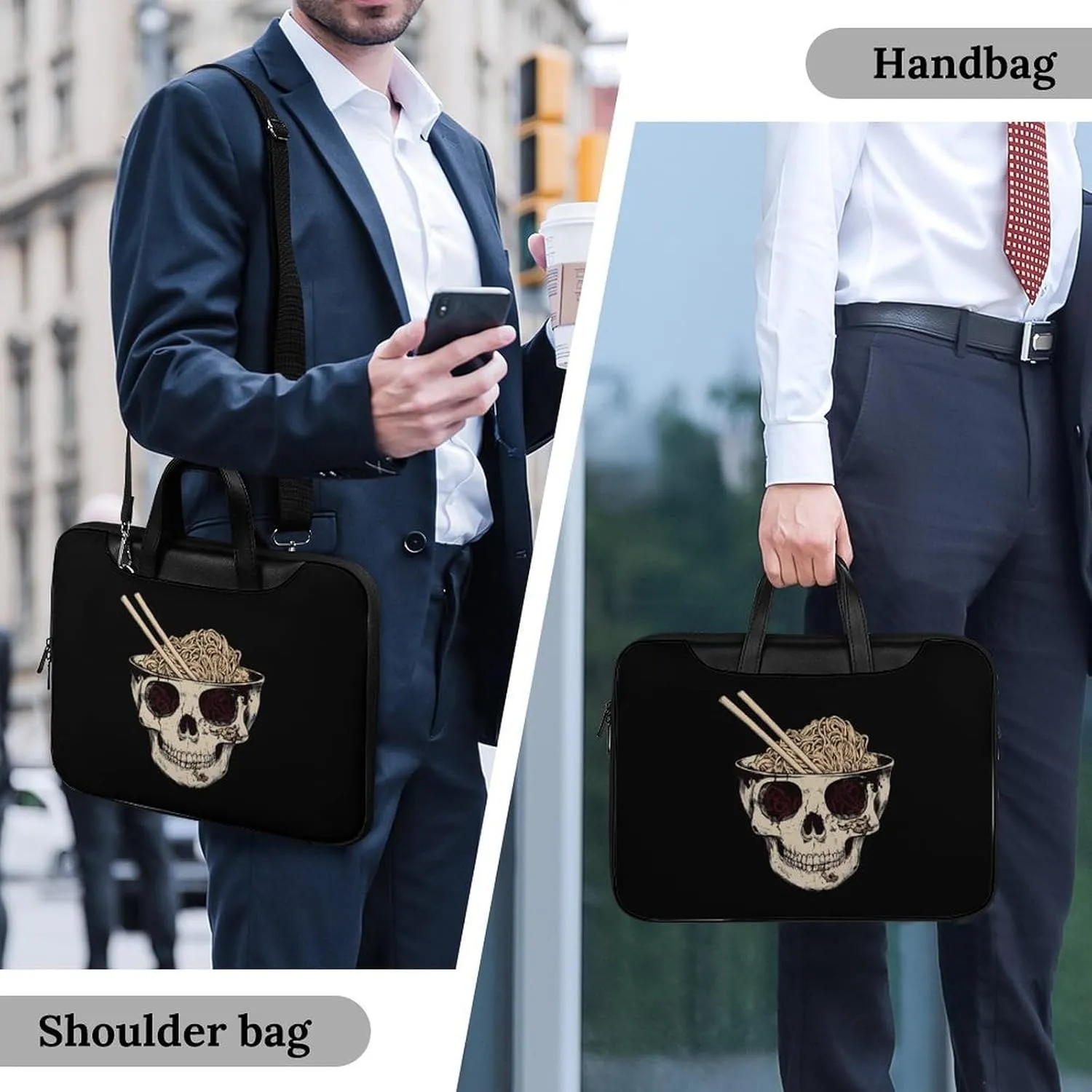 Ramen Brain Leather Bag Laptop Case Slim Water Resistant Computer Bags with Handle Briefcase for Work