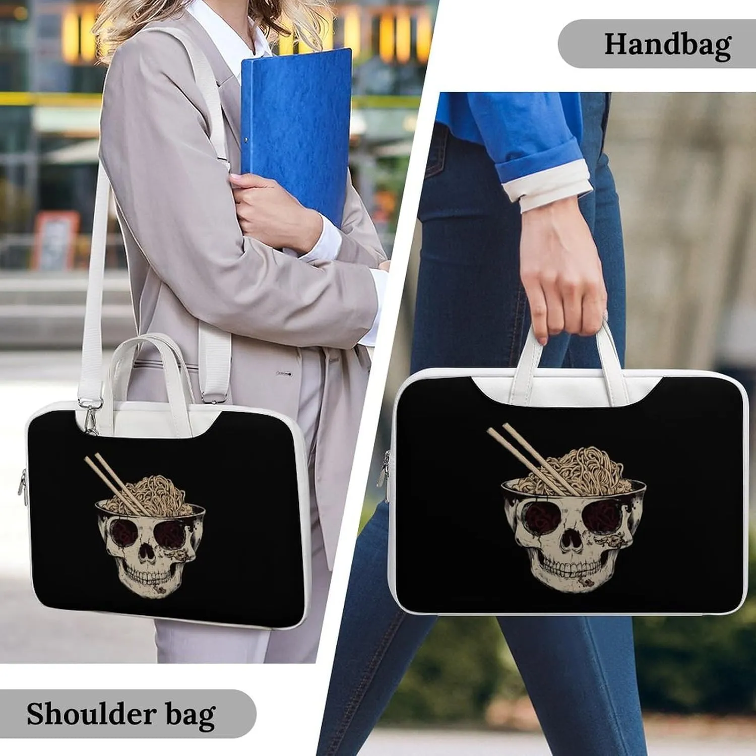 Ramen Brain Leather Bag Laptop Case Slim Water Resistant Computer Bags with Handle Briefcase for Work