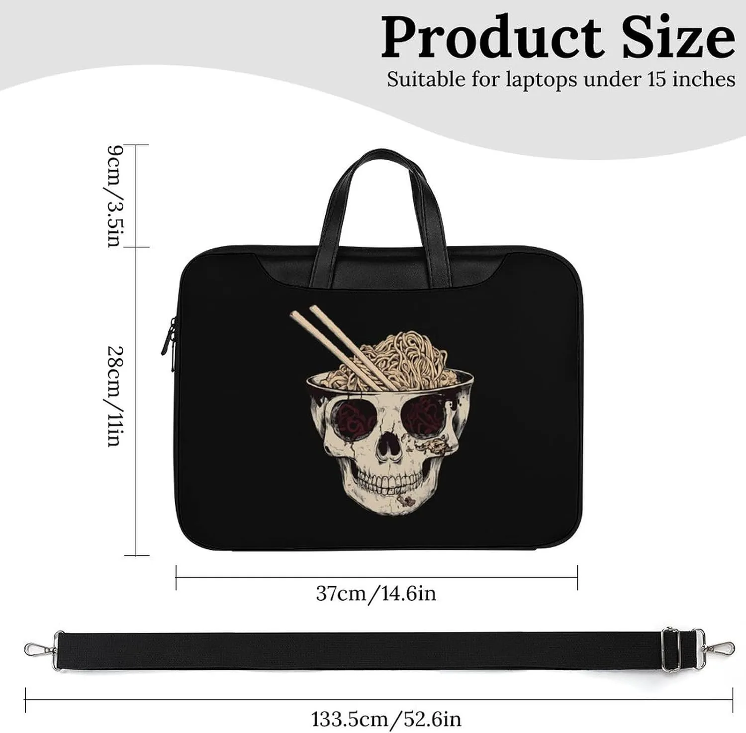 Ramen Brain Leather Bag Laptop Case Slim Water Resistant Computer Bags with Handle Briefcase for Work