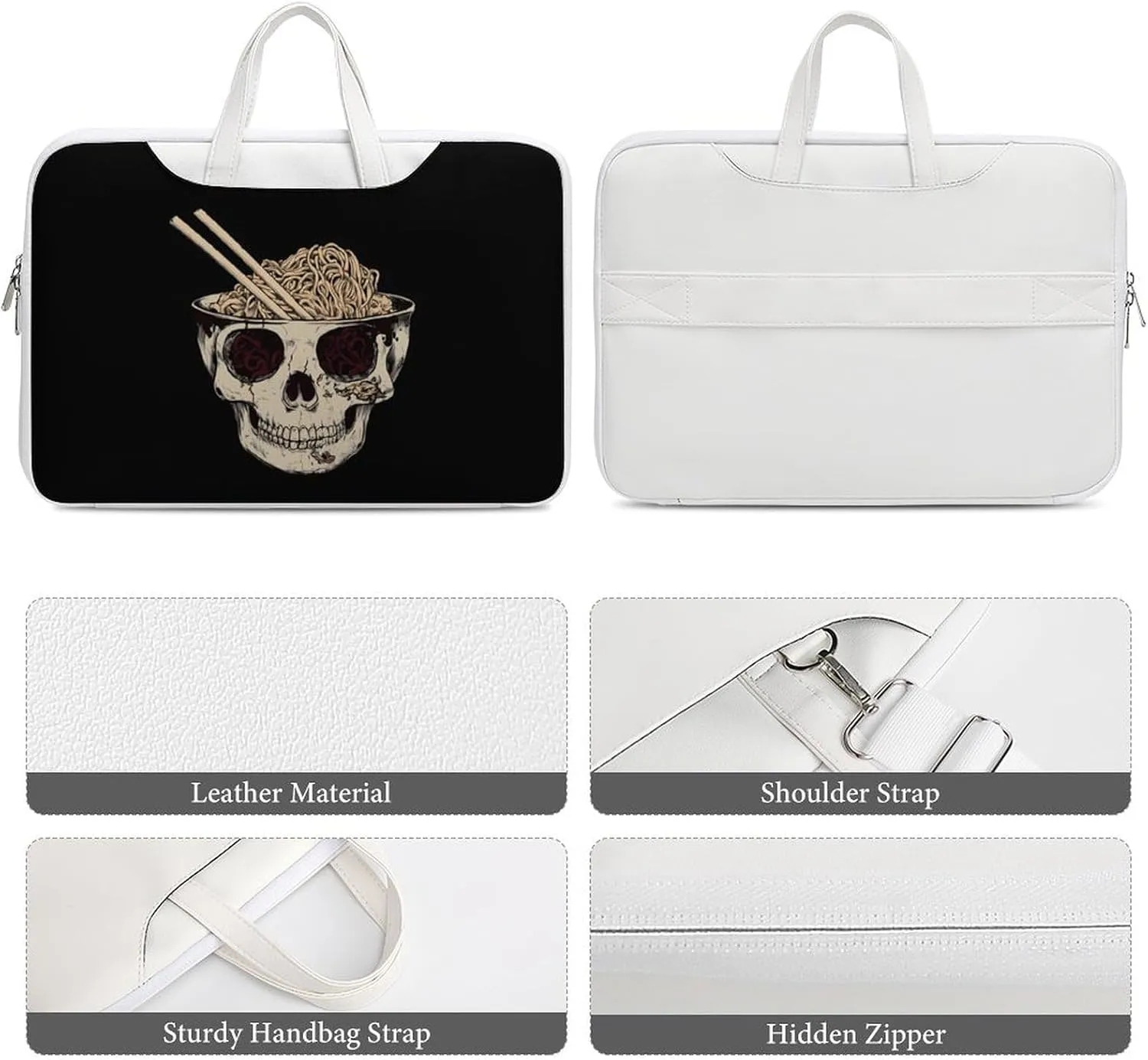 Ramen Brain Leather Bag Laptop Case Slim Water Resistant Computer Bags with Handle Briefcase for Work