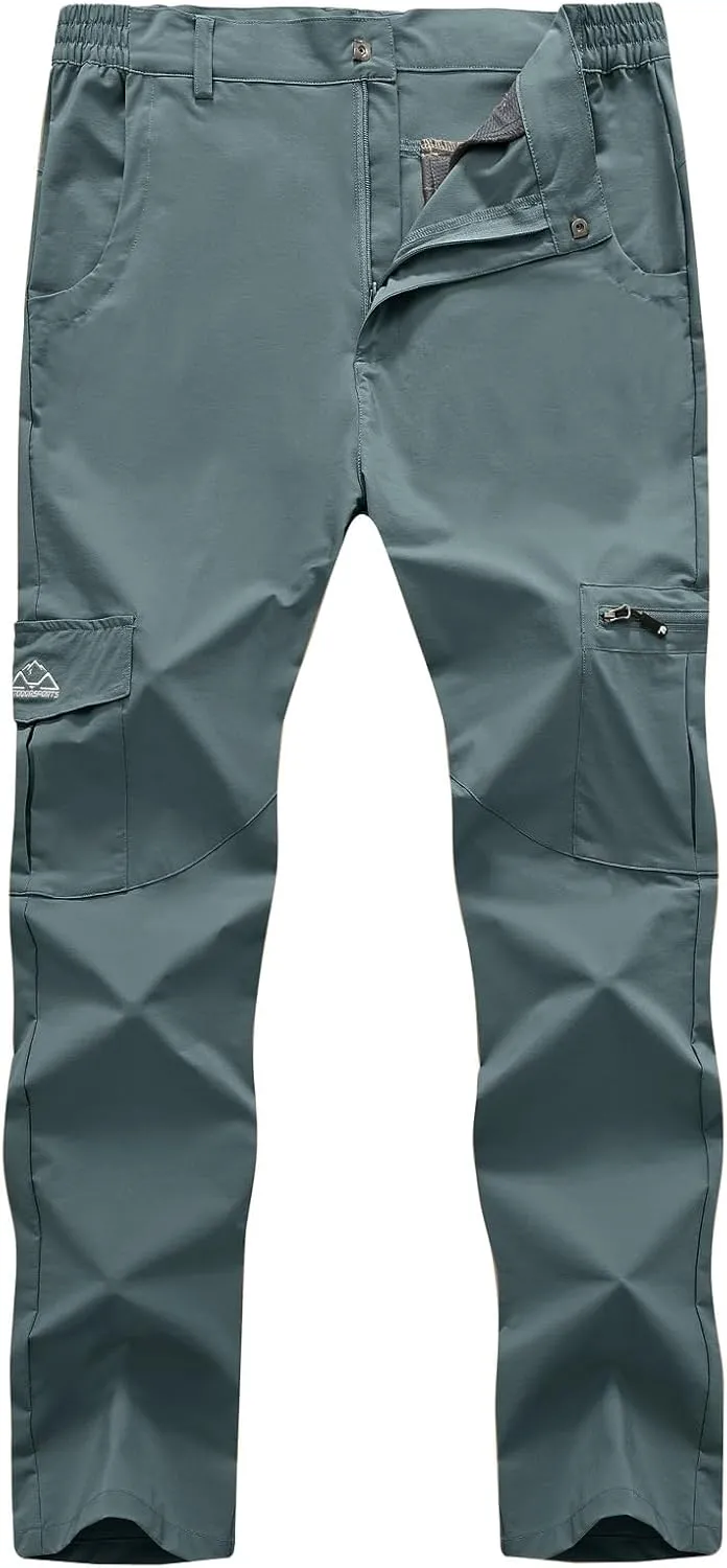 Rdruko Men's Hiking Pants Lightweight Quick Dry Water Resistant Outdoor Travel Work Fishing Pants 6 Pockets