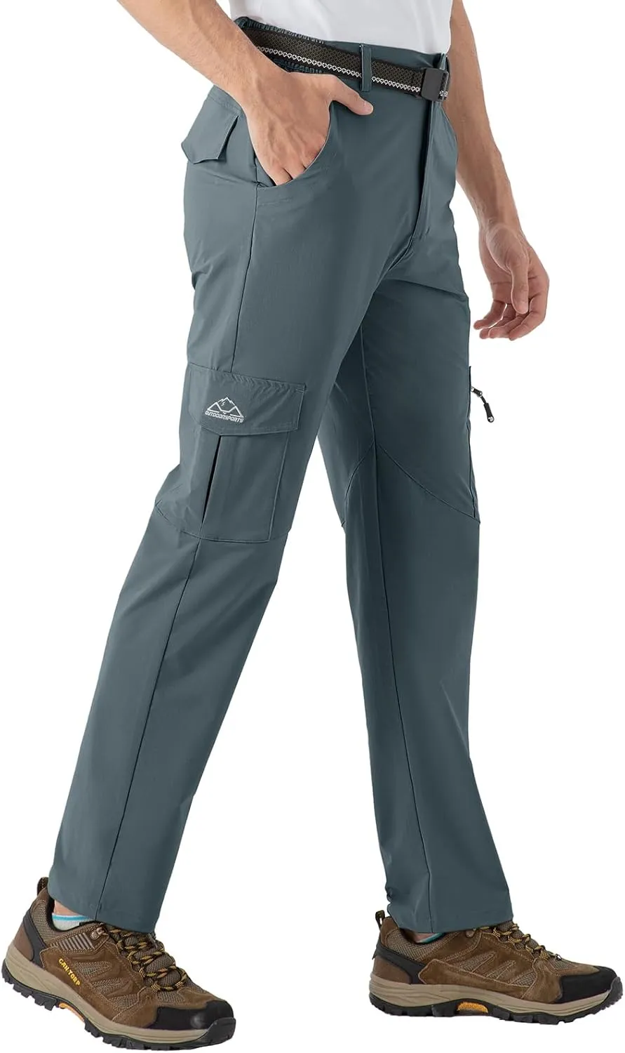 Rdruko Men's Hiking Pants Lightweight Quick Dry Water Resistant Outdoor Travel Work Fishing Pants 6 Pockets