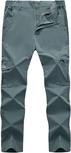 Rdruko Men's Hiking Pants Lightweight Quick Dry Water Resistant Outdoor Travel Work Fishing Pants 6 Pockets