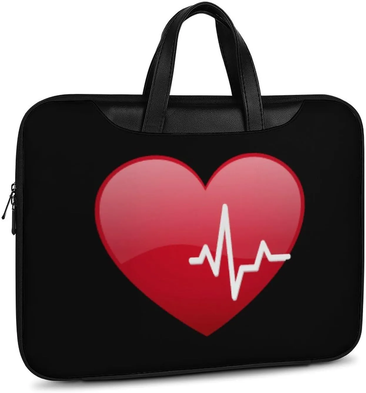 Red Heartbeat Leather Bag Laptop Case Slim Water Resistant Computer Bags with Handle Briefcase for Work