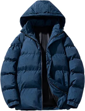 REHJJDFD Men Casual Parkas Hooded Coat Outwear Puffer Jacket Thick Jacket Warm Solid Cotton-Padded Top