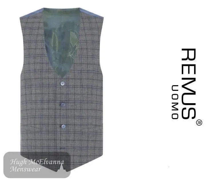 Remus Uomo Blue Slim Fit Suit With Contrast Waistcoat Style: 21651/26