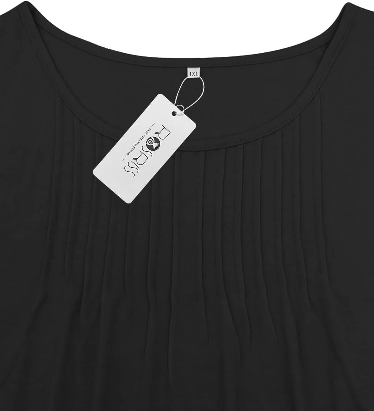 ROSRISS Women's Plus Size Sleeveless Pleated Shirts Dressy Loose Fit Tops Summer Casual Crew Neck Tank Tops XL-5XL