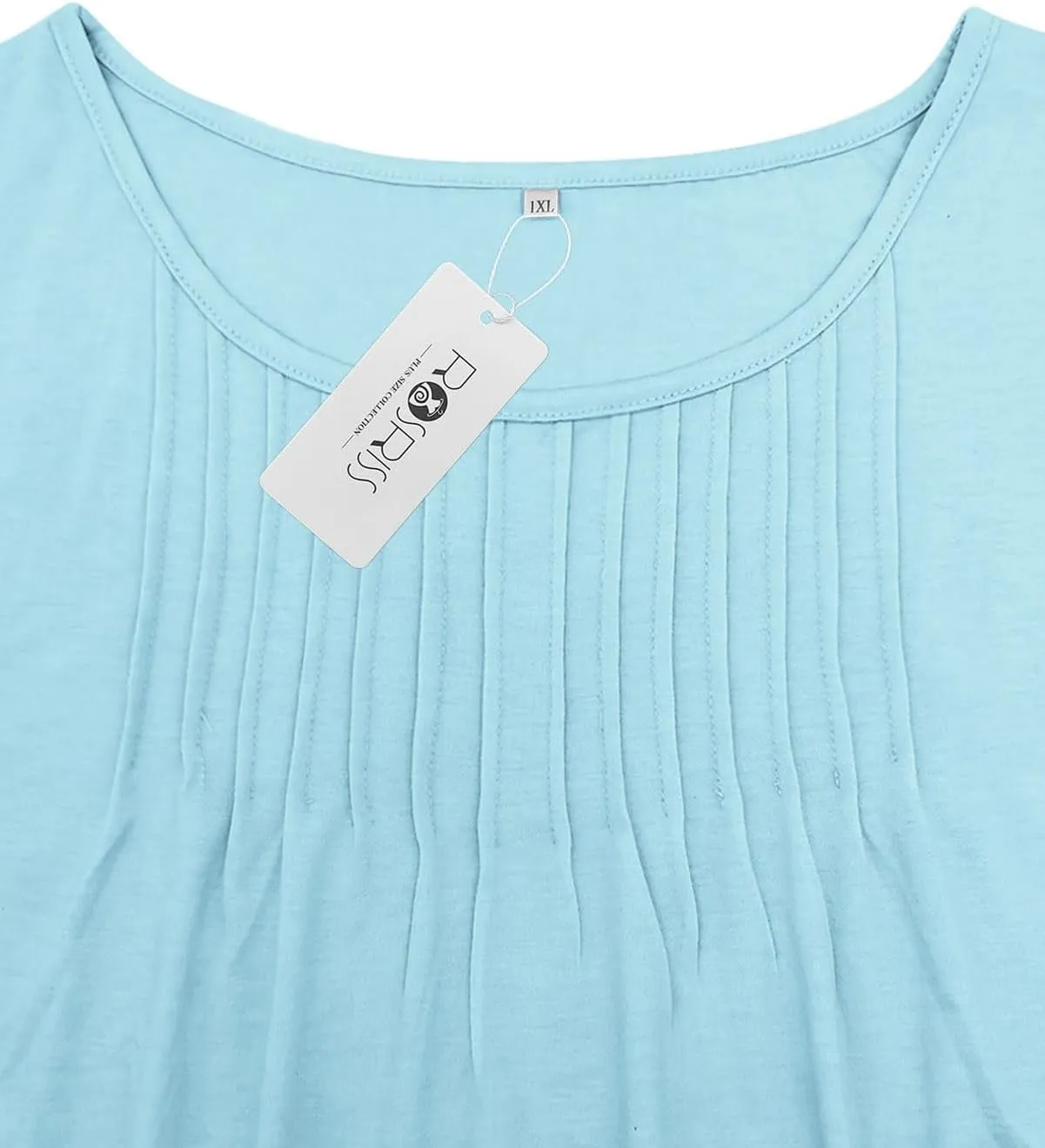 ROSRISS Women's Plus Size Sleeveless Pleated Shirts Dressy Loose Fit Tops Summer Casual Crew Neck Tank Tops XL-5XL