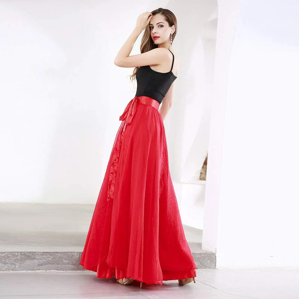 ROYAL SMEELA Belly Dance Costume for Women Maxi Dancing Skirts Tie Up Waist Wrap Retro Camisole Spaghetti Strap Tank Tops