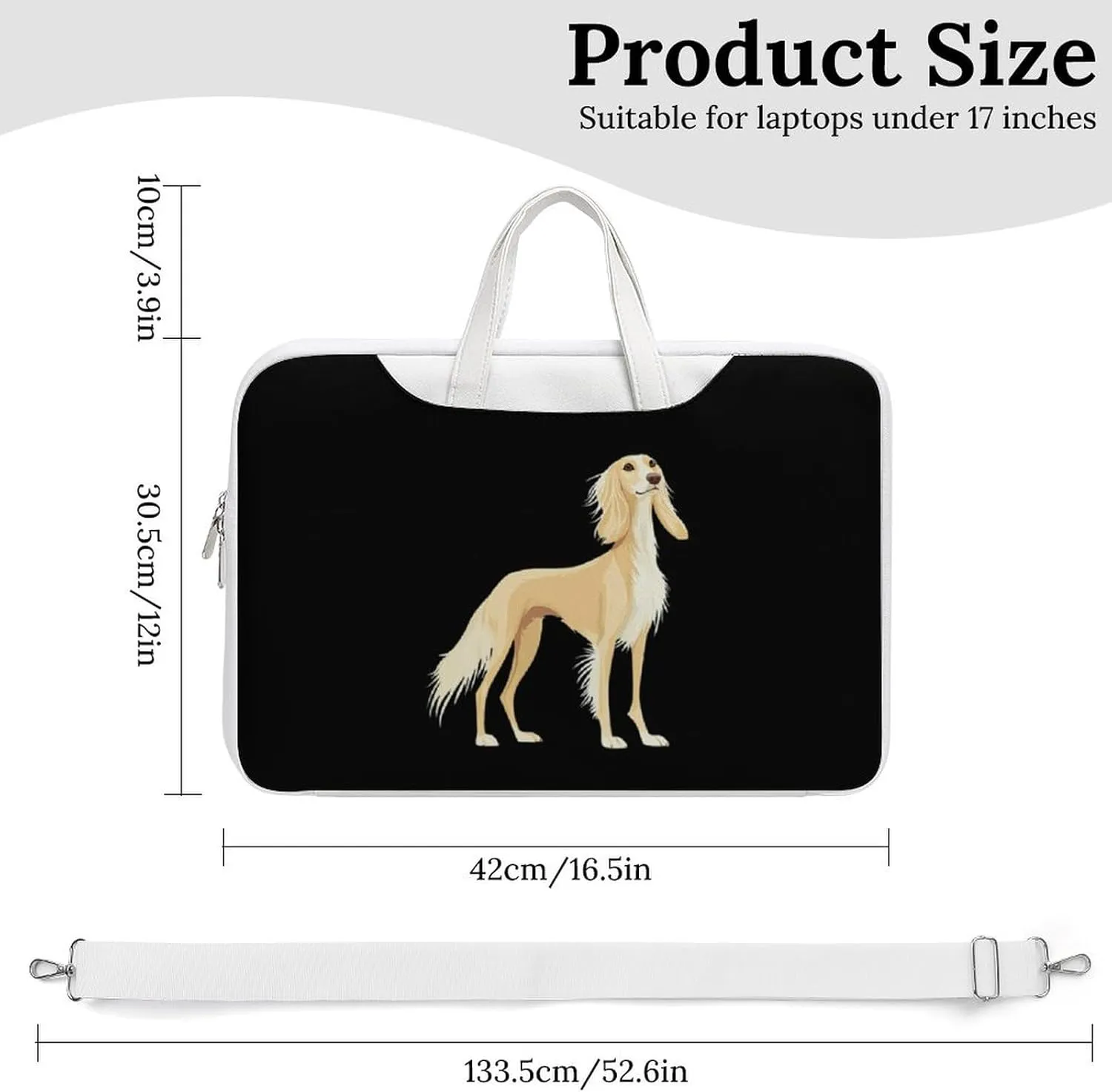 Saluki Dog Leather Bag Laptop Case Slim Water Resistant Computer Bags with Handle Briefcase for Work