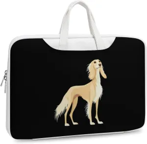 Saluki Dog Leather Bag Laptop Case Slim Water Resistant Computer Bags with Handle Briefcase for Work