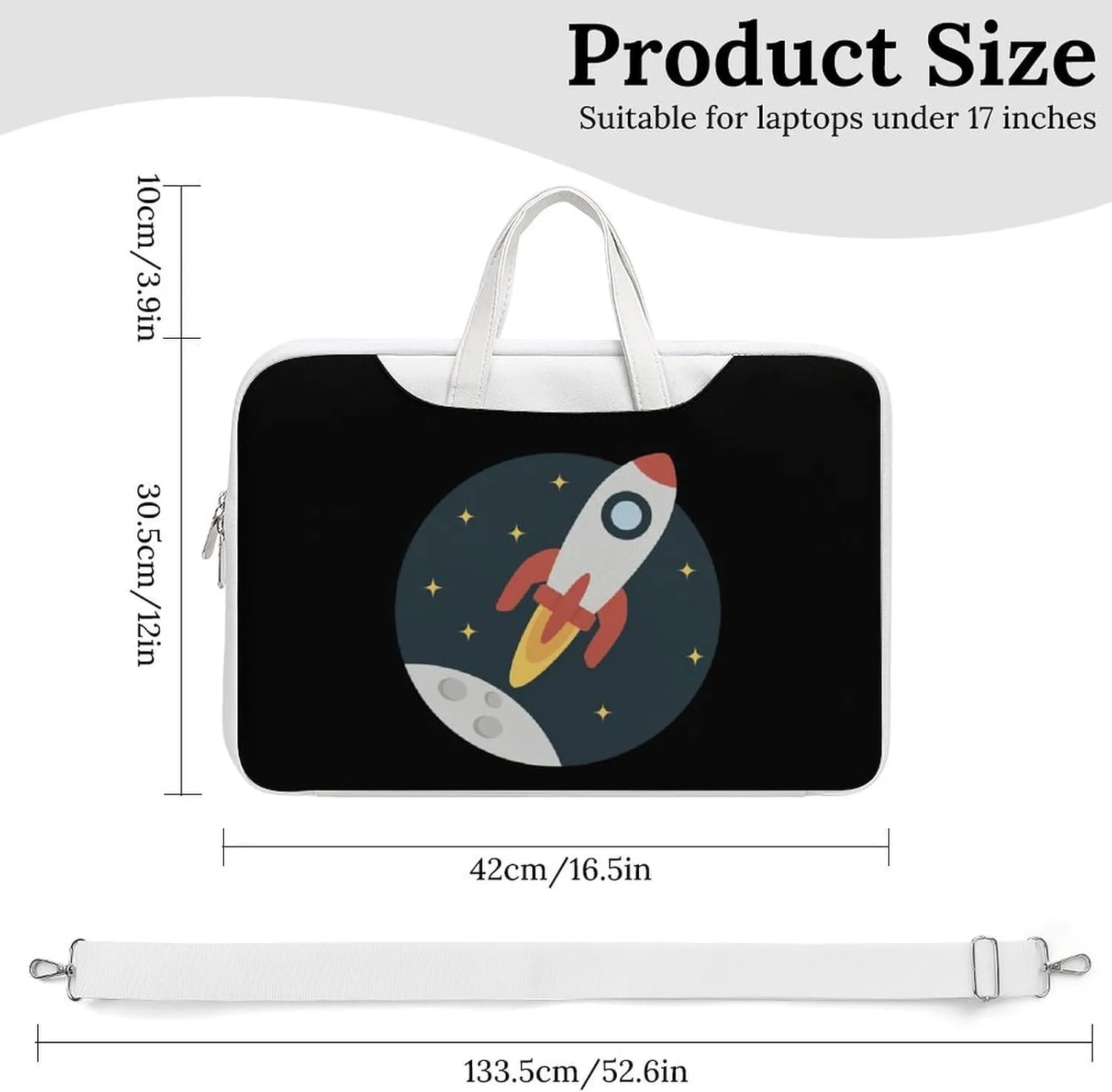 Sapce Rocket Leather Bag Laptop Case Slim Water Resistant Computer Bags with Handle Briefcase for Work
