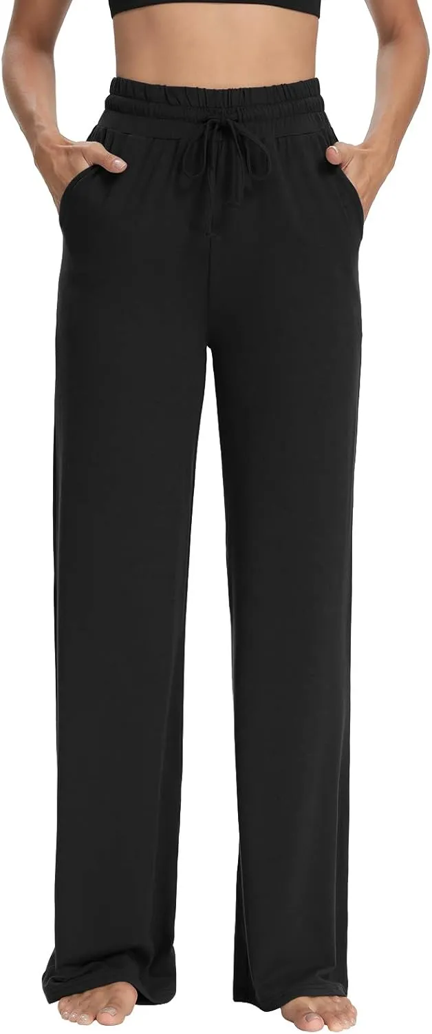 Sarin Mathews Womens Yoga Sweatpants Wide Leg High Waisted Lounge Pajamas Pants Comfy Workout Loose Pants with Pockets