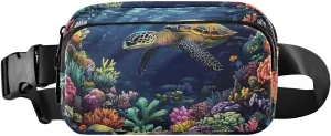 Sea Turtle Fanny Pack Water Resistant, Women Men Waist Pack Sling Bag Purse for Travel Hiking