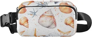Seashells Fanny Packs for Women Men, Water Resistant Waist Pack Sling Bag Purse for Travel Hiking