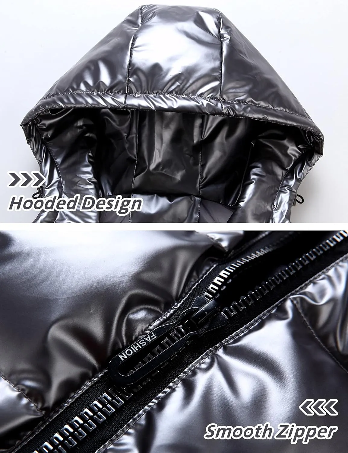SEAUR - Puffer Vest Boy Winter Coat Shiny Girl Metallic Outwear Kids Sleeveless Jacket Down Warm Waterproof Waistcoat