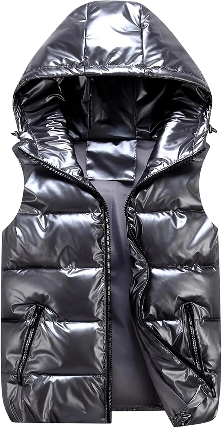 SEAUR - Puffer Vest Boy Winter Coat Shiny Girl Metallic Outwear Kids Sleeveless Jacket Down Warm Waterproof Waistcoat