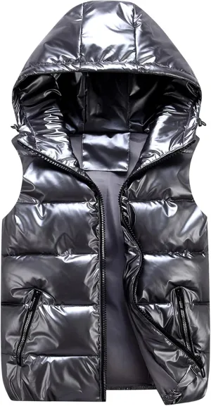 SEAUR - Puffer Vest Boy Winter Coat Shiny Girl Metallic Outwear Kids Sleeveless Jacket Down Warm Waterproof Waistcoat