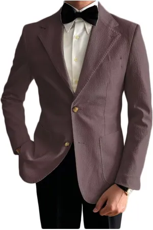 Seersucker Mens Solid Blazer Jacket Slim Fit Two Button Casual Summer Sport Coats for Wedding Prom