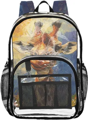 senya Transparent School Bag Affectionate Giraffe Travel Backpack With Water-Resistant PVC Plastic Clear Bagpack