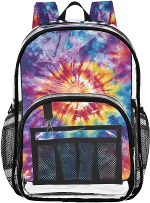 senya Transparent School Bag Artistic Tie Dye Travel Backpack With Water-Resistant PVC Plastic Clear Bagpack