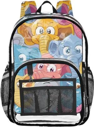 senya Transparent School Bag Big Eyed Elephants Travel Backpack With Water-Resistant PVC Plastic Clear Bagpack