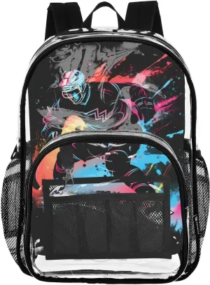 senya Transparent School Bag Black Baseball Player Travel Backpack With Water-Resistant PVC Plastic Clear Bagpack