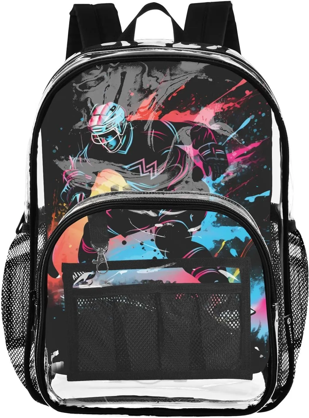 senya Transparent School Bag Black Baseball Player Travel Backpack With Water-Resistant PVC Plastic Clear Bagpack