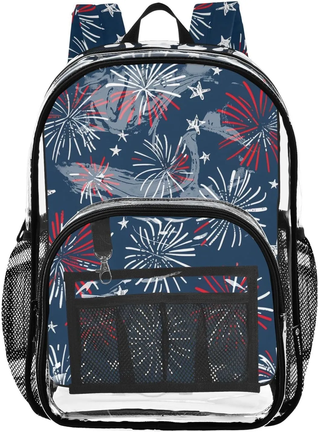 senya Transparent School Bag Brilliant Fireworks Travel Backpack With Water-Resistant PVC Plastic Clear Bagpack