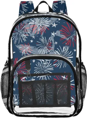 senya Transparent School Bag Brilliant Fireworks Travel Backpack With Water-Resistant PVC Plastic Clear Bagpack