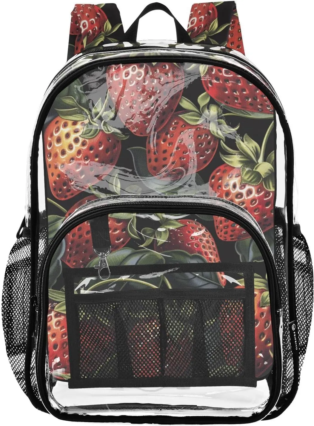 senya Transparent School Bag Bumpy Strawberries Travel Backpack With Water-Resistant PVC Plastic Clear Bagpack