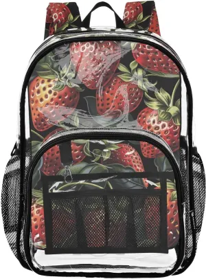 senya Transparent School Bag Bumpy Strawberries Travel Backpack With Water-Resistant PVC Plastic Clear Bagpack