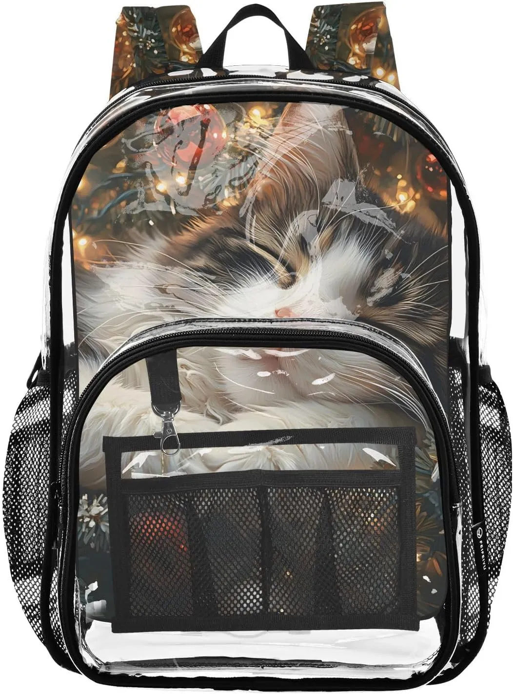 senya Transparent School Bag Cat Colored Balls Travel Backpack With Water-Resistant PVC Plastic Clear Bagpack
