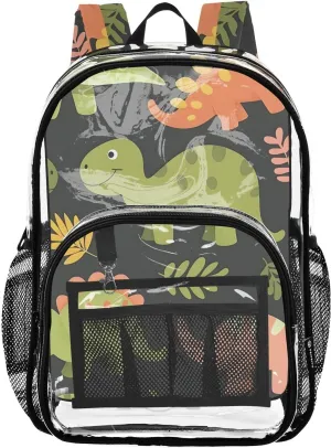 senya Transparent School Bag Childlike Dinosaur World Travel Backpack With Water-Resistant PVC Plastic Clear Bagpack