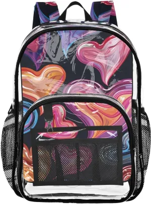 senya Transparent School Bag Colorful Flowing Love Travel Backpack With Water-Resistant PVC Plastic Clear Bagpack