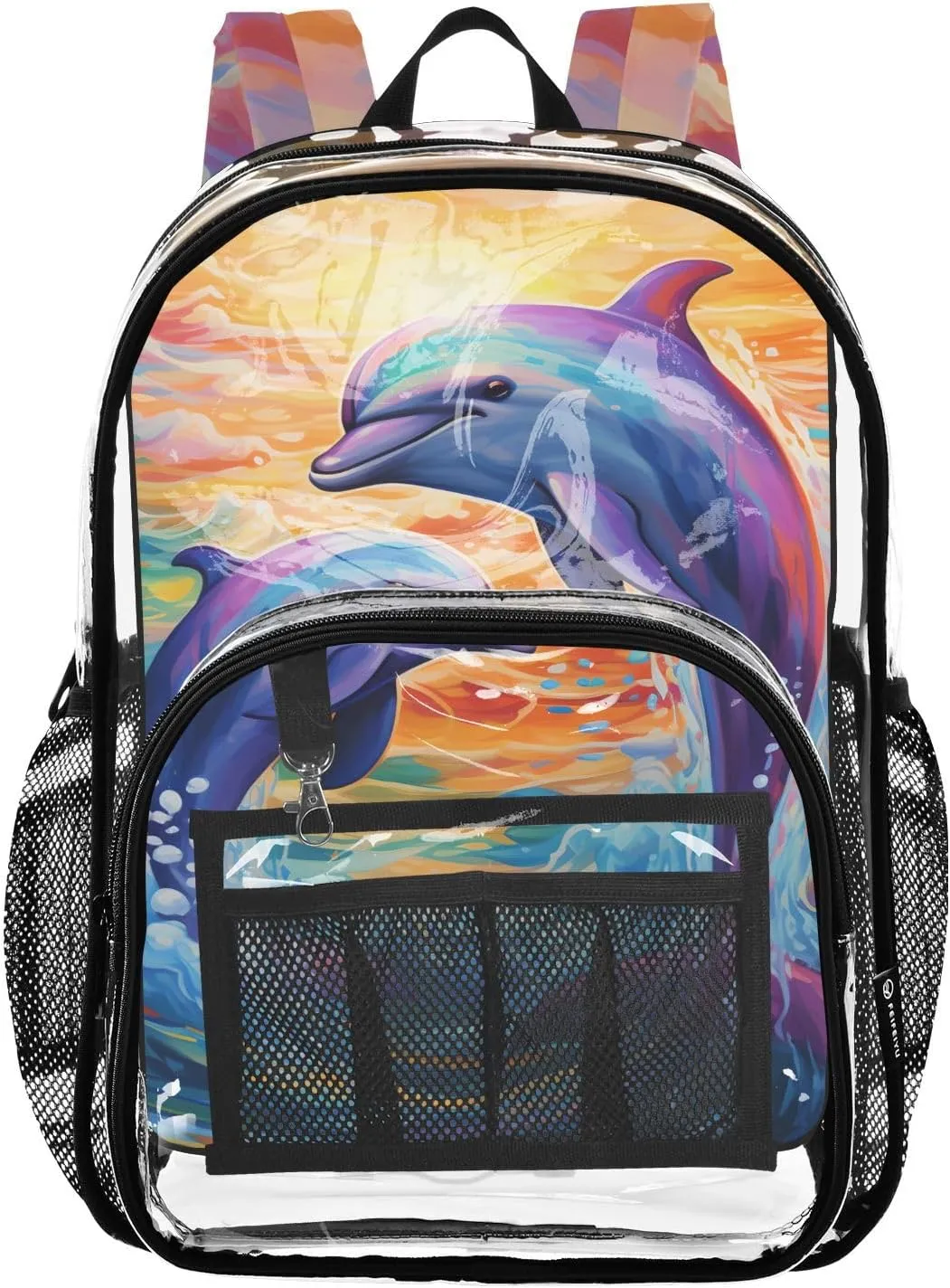 senya Transparent School Bag Dolphin Diving Travel Backpack With Water-Resistant PVC Plastic Clear Bagpack