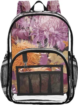 senya Transparent School Bag Flowers Short-lived Travel Backpack With Water-Resistant PVC Plastic Clear Bagpack