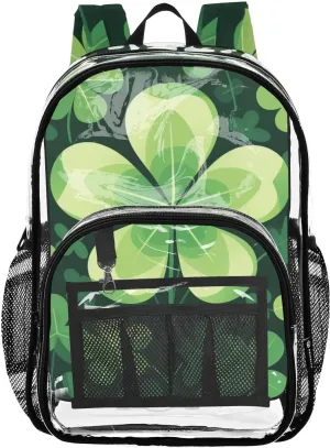 senya Transparent School Bag Four Leaves Clover Travel Backpack With Water-Resistant PVC Plastic Clear Bagpack
